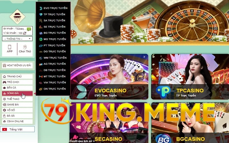 Casino online 79KING được phát triển bởi nhiều nhà phát hàng game hàng đầu