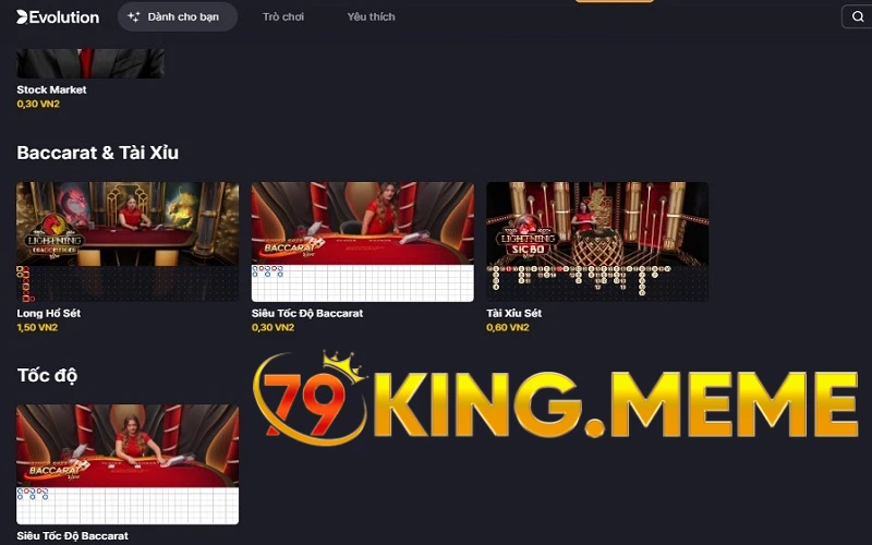 Baccarat là tựa game ăn khách, thu hút người chơi đông đảo tại 79KING